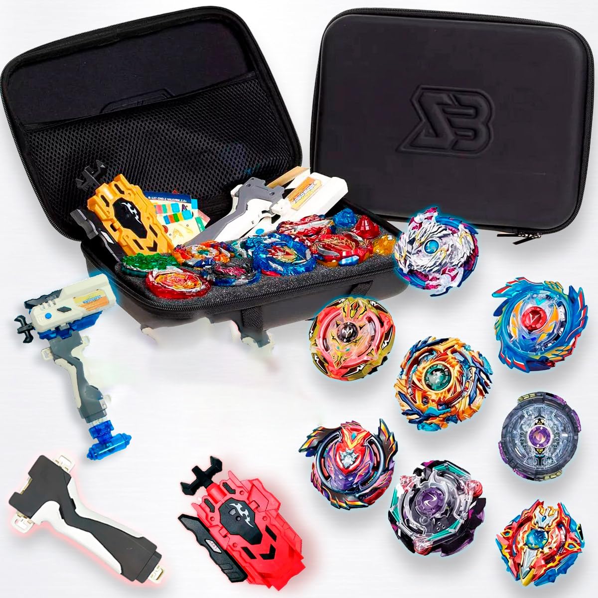 Maleta Kit 8 Peão Storm Gyro Lançador Beylogger Klizz (Variada